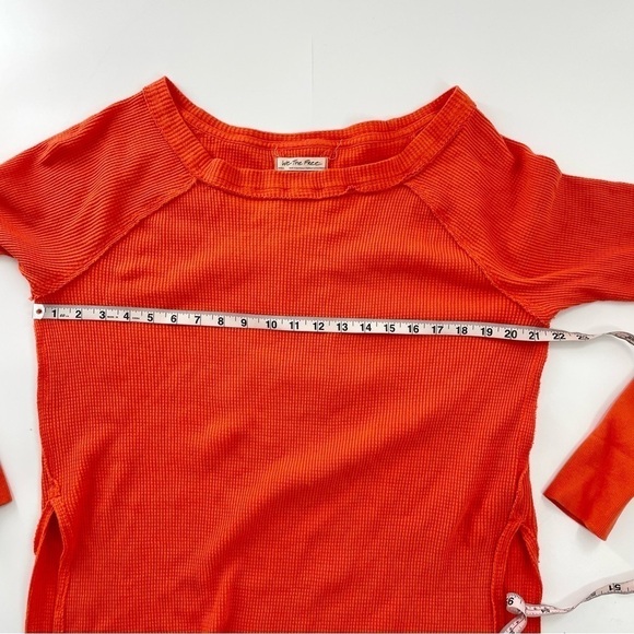 Free People Snowy Thermal in Heatwave Orange Oversized Lightweight Boho Top S - Picture 8 of 12